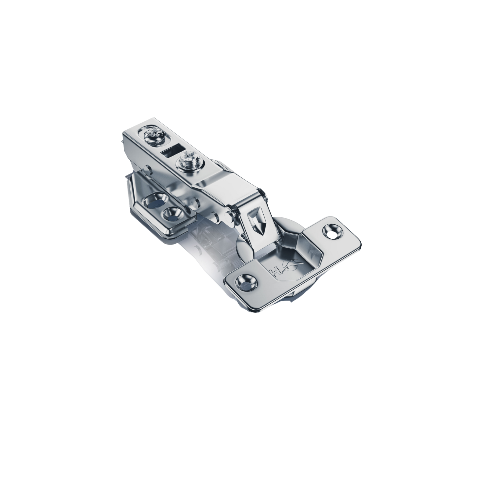 Dobradiça 35mm Pistão Clip-On Inox Curva