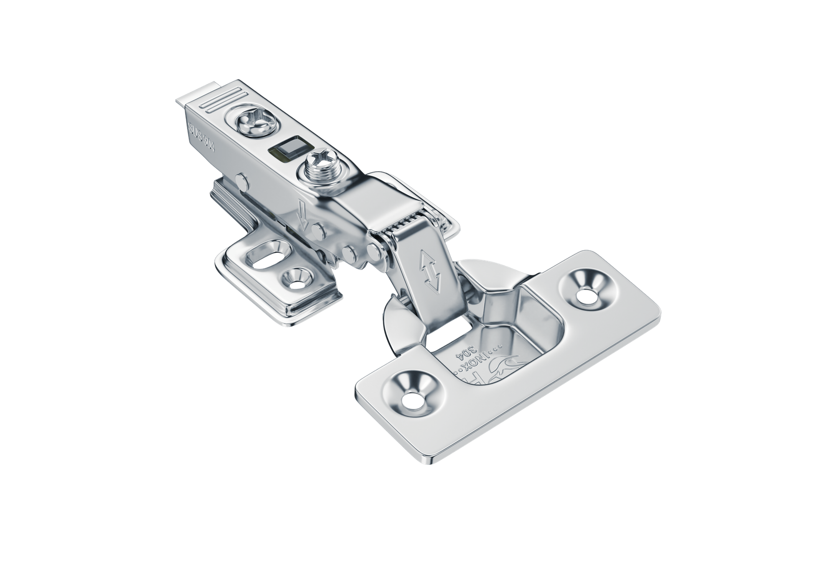 Dobradiça 35mm Pistão Clip-On Inox 304 Curva — HD Ferragens para Móveis
