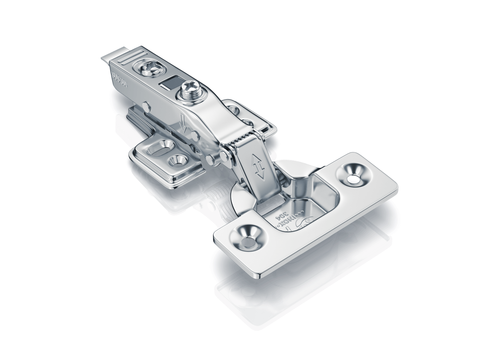 Dobradiça 35mm Pistão Clip-On Inox 304 Reta